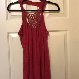 Crocheted neck tank top